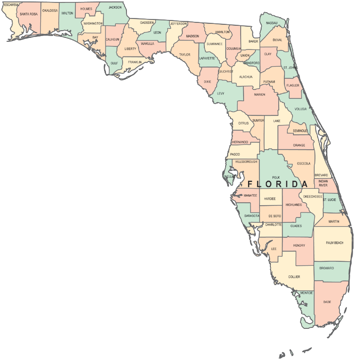 Printable Florida Map Fl Counties Map